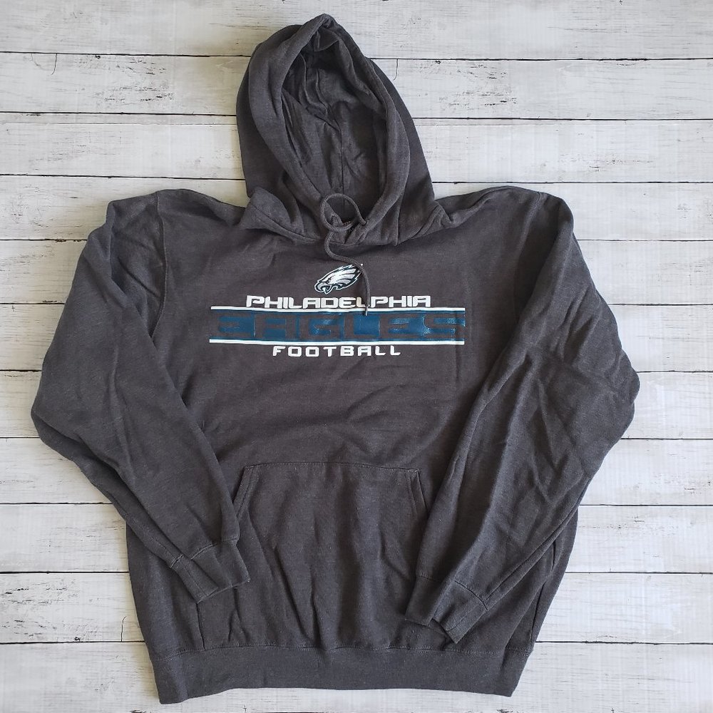NFL Team Apparel PHILADELPHIA EAGLES FOOTBALL Hooded Sweatshirt Gray Hoodie XL